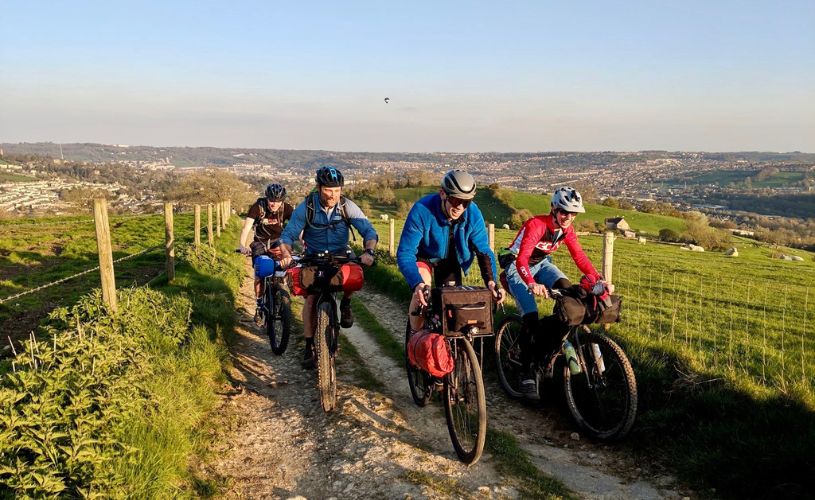 group cycling in countryside